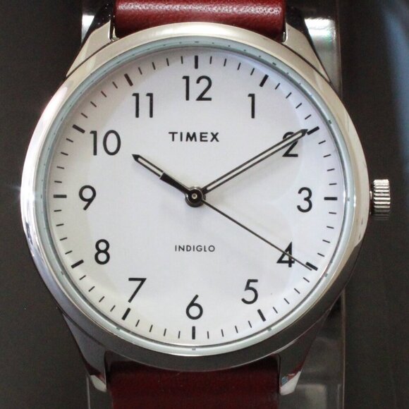Times Ladies Easy Reader Quartz Watch Burgundy Strap 32mm - Picture 9 of 12